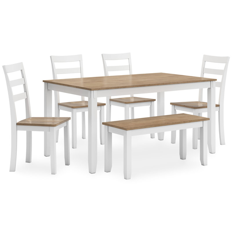 Table de salle à manger Gesthaven avec 4 chaises et banc (ensemble de 6)