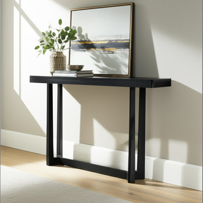 Console en bois de manguier et en bois aggloméré à motif Valencia pour le bureau d'une chambre à coucher - 31 po - Noir