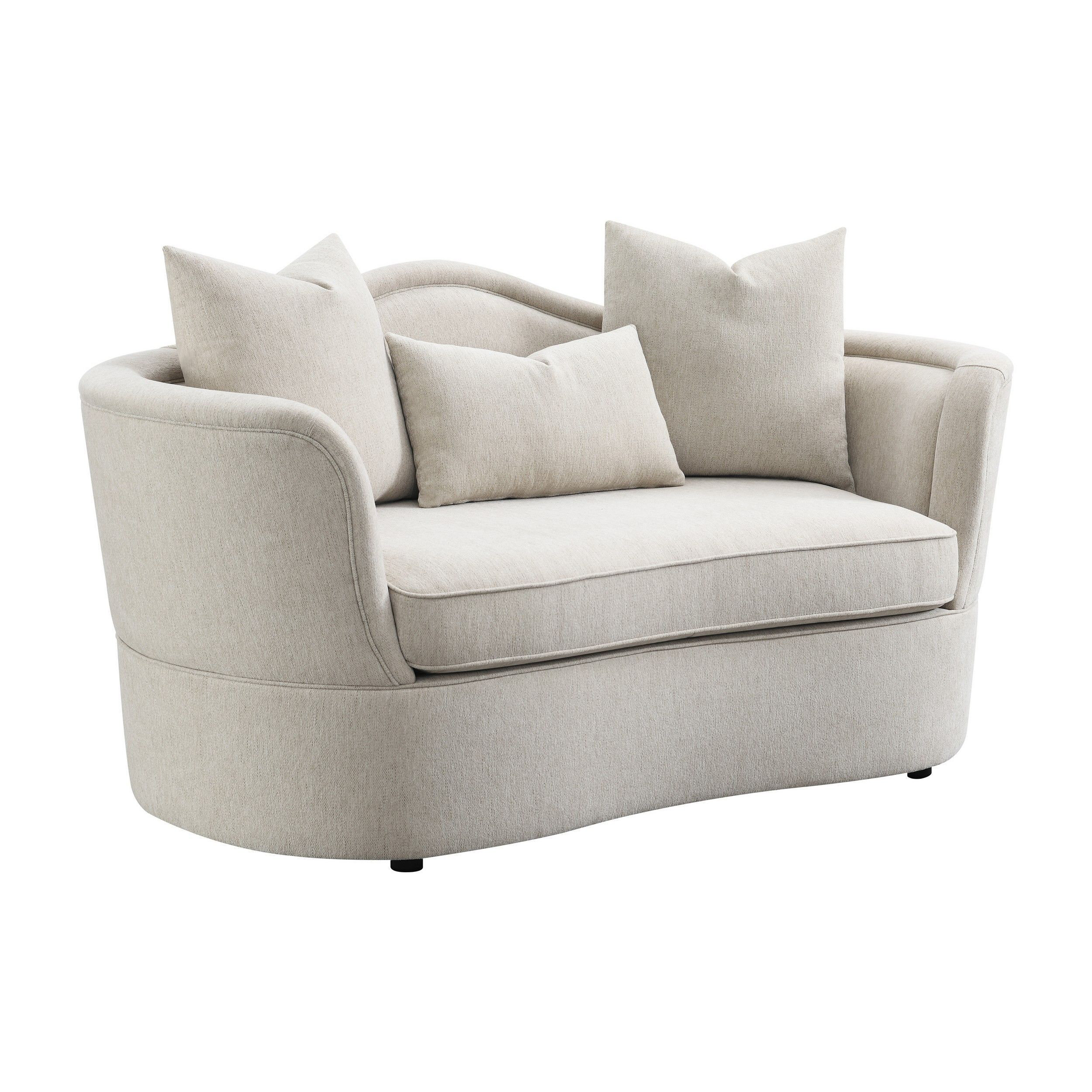 Ebern Designs Verona Beige Camel Back Loveseat | Wayfair