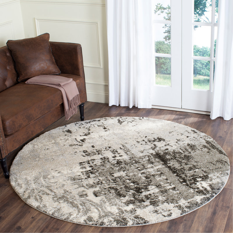 Arlinda Retro Performance Abstract Rug, Round 4'