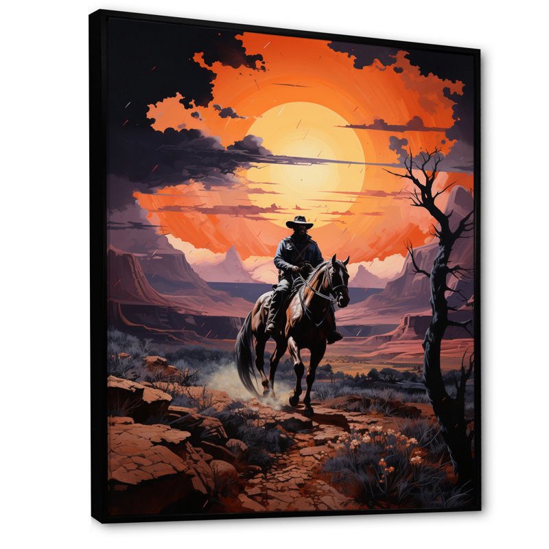 Western Cowboy Rugged, reproduction sur toile encadrée, H 32 po x l 24 po x P 1 po, Cadre flottant noir