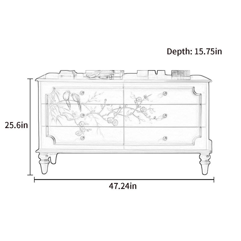 Hand-Painted Rustic 6-Drawer Accent Chest