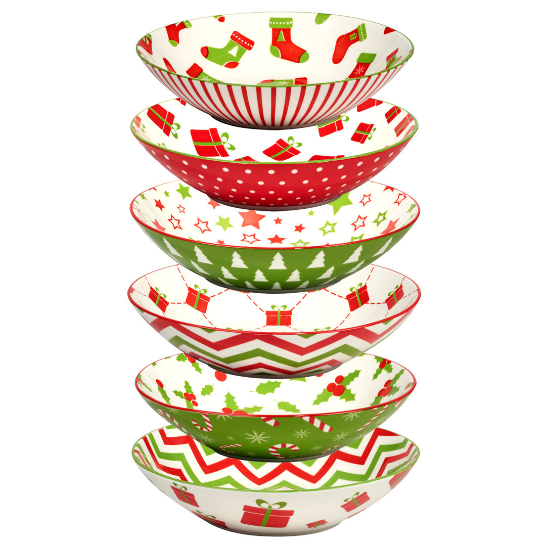 Holiday Fun Set of 6 Soup Bowl asst Certified International