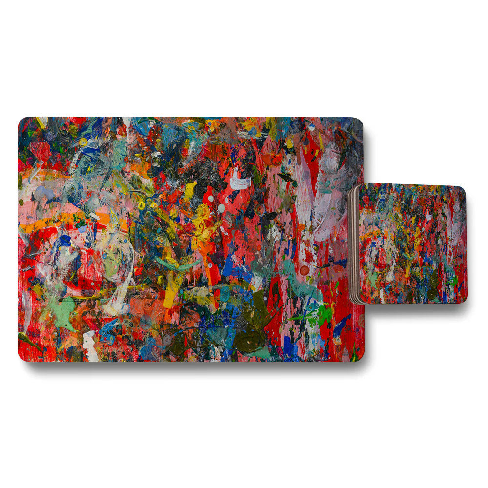 Abstract Paint Splatter Placemat And Coaster Set For Dining Table