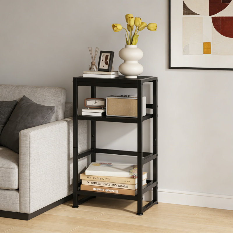 Manufactured Wood,Metal 71cm H Media Shelves, Black