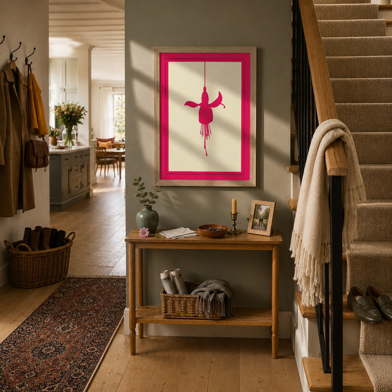 Suspended Fuchsia Botanical - Framed Print, Oak, A3 - 42.0 x 29.7 cm