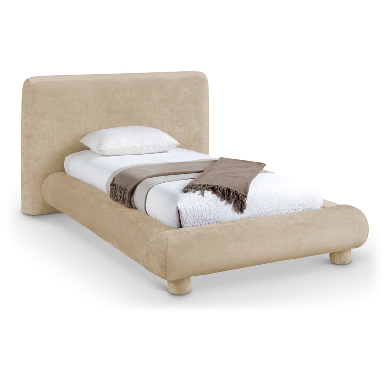 Lit en tissu de chenille Huckstep, Beige Chenille Fabric, Simple