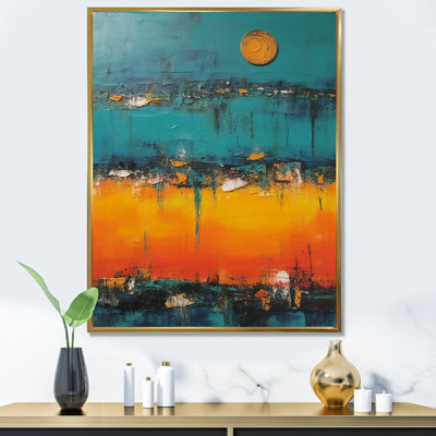 «Abstract Blue Sunset's Embrace» - art mural minimalisme