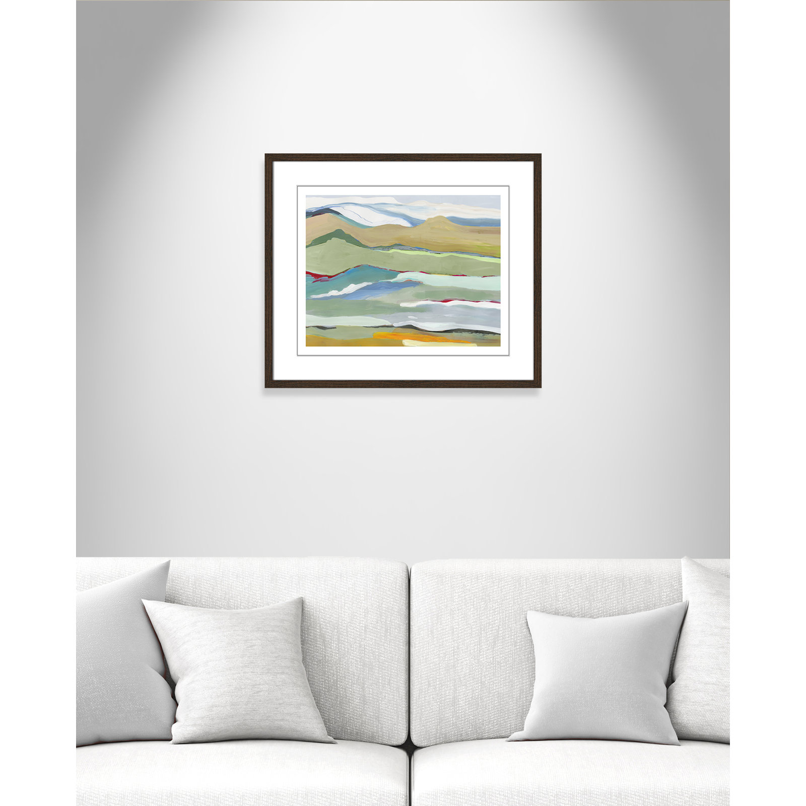 Dee "Goodbye Summer on the Hills" Painting, 21.5" H x 25.5" W x 0.75" D, Walnut Wood Framed