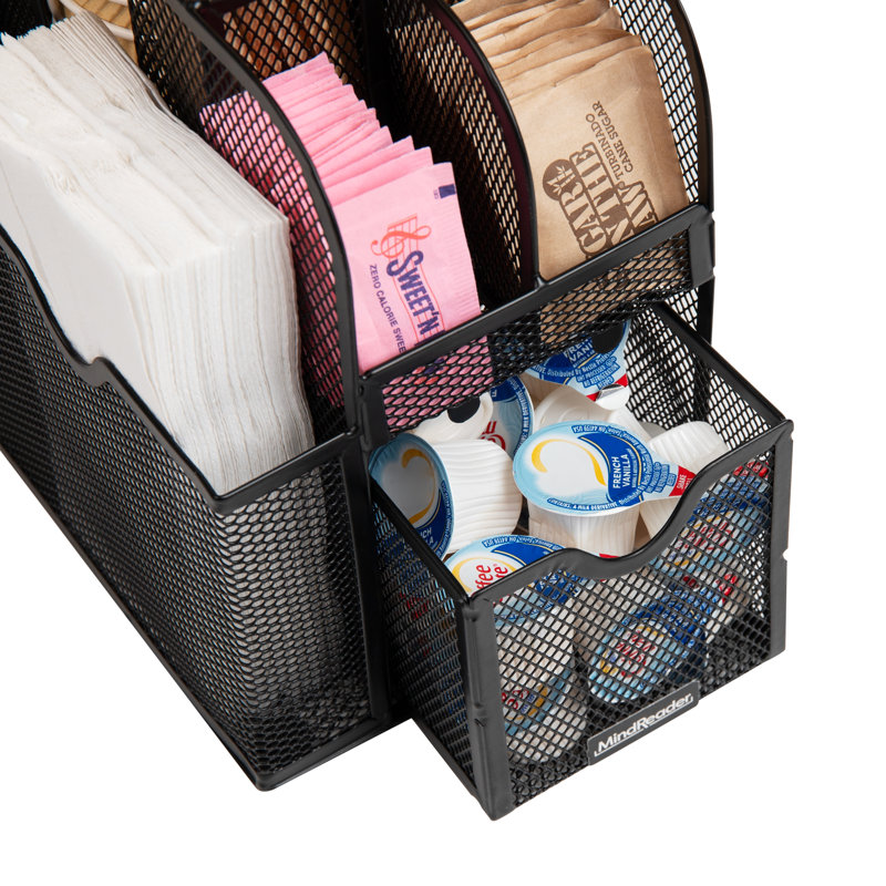 Black Metal 11-Compartment Coffee and Condiment Organizer