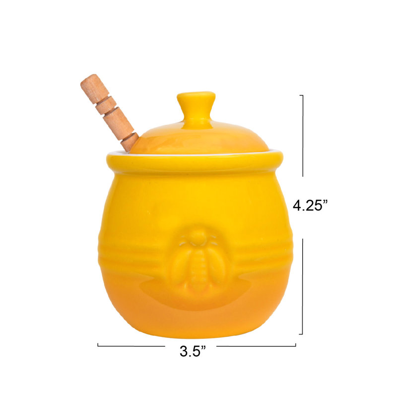 Pot à miel en grès gaufré Farmhouse, Jaune