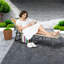 Chaise longue de patio réglable, structure en acier, style coloré pour l'extérieur