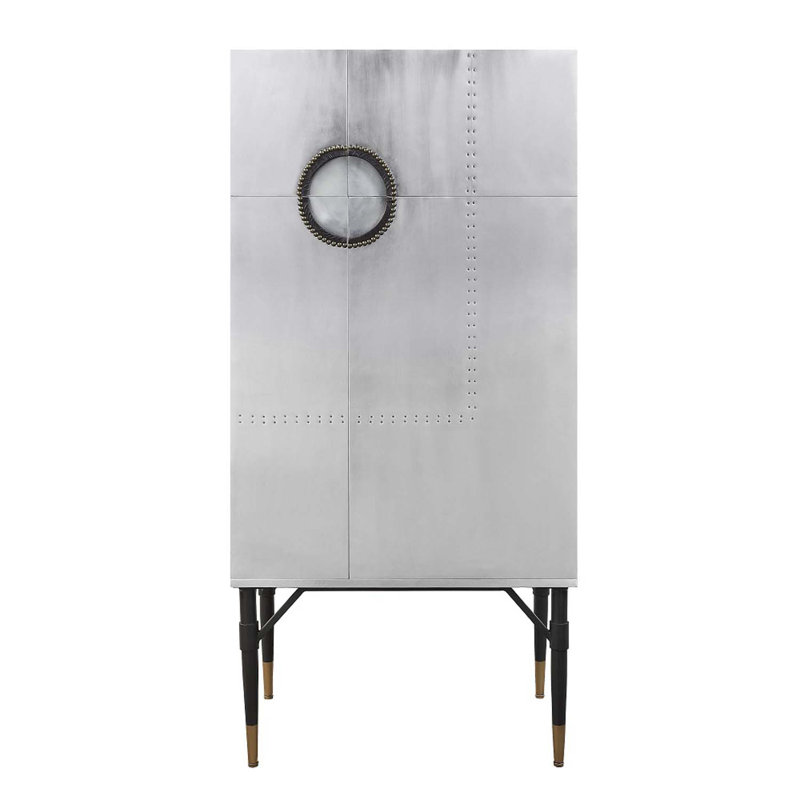 Armoire à vin Yoela, cuir et aluminium