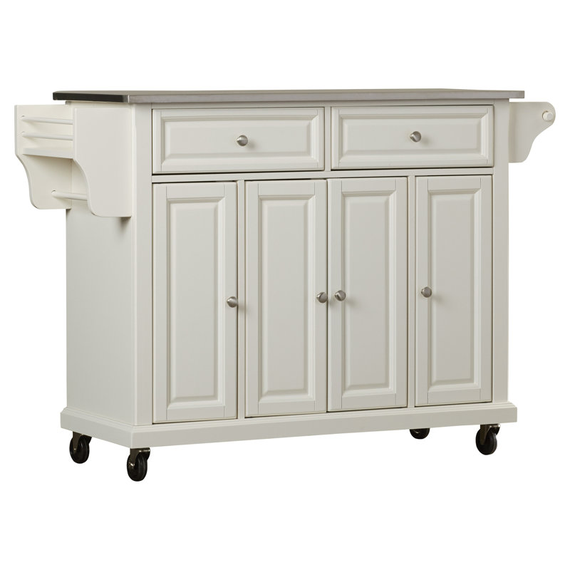 Haslingden Kitchen Island, White/Brushed Nickel