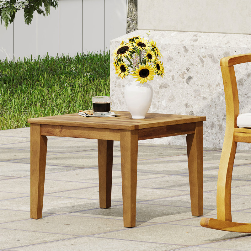 Table d'appoint d'extérieur en bois d'acacia