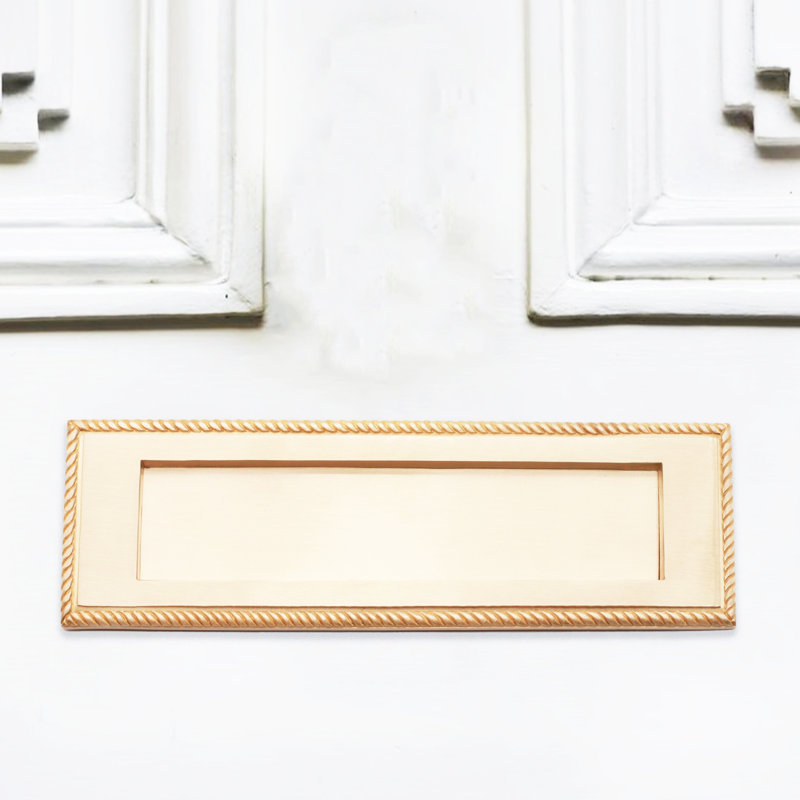 Georgian Letter Plate 250mm Satin Brass, Satin Brass