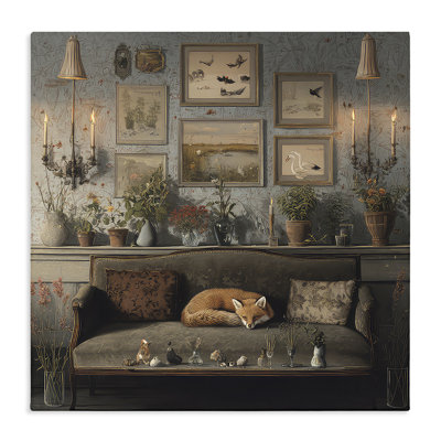 Renard sur toile de canapé antique, design par The Wands Want