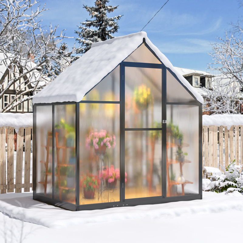 Serre de jardin en polycarbonate VIWAT avec protection UV et structure en aluminium, 6 x 4
