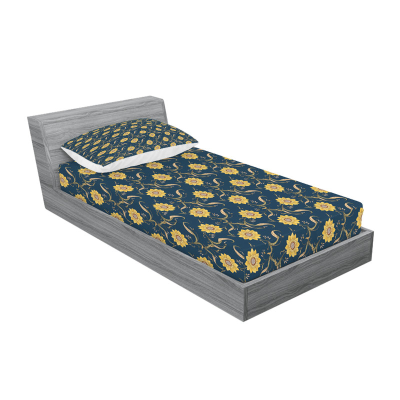 Drap-housse et coussin décoratif Ambesonne, Ensemble de draps pour lit simple + 3 pièces supp