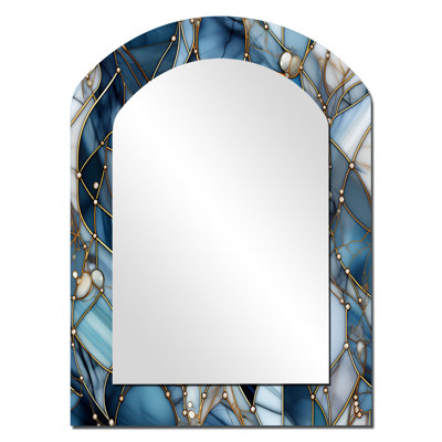 Fantasy Marble Pattern - Marble Asymmetrical Unique Wall Mirror, Modern Arch Mirror, Printed Metal Art