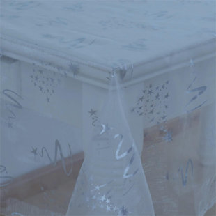 Rectangular Christmas Tree Silver Foil Polyester Tablecloth