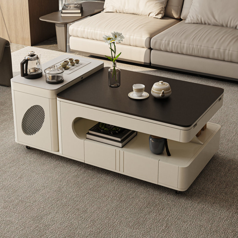Simple multi-functional tea table with pulley