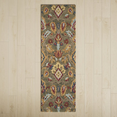 Tansy Handmade Wool Green / Multi Rug