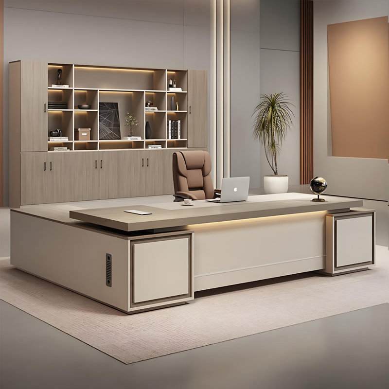 Bureau de direction en L 118,11 po, 2 tiroirs avec tiroir verrouillable, H 29,53 po x l 118,11 po x P 62,99 po