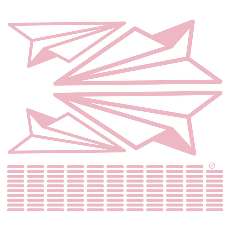 Adhésif décoratif papier avion, H 19 po x l 21 po x P 0,01 po, Rose œillet