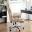 Fauteuil de bureau inclinable beige ergonomique avec repose-pieds, cuir pour grands et grands bureaux, roulettes pour repose-pieds d'une capacité de 500 lb