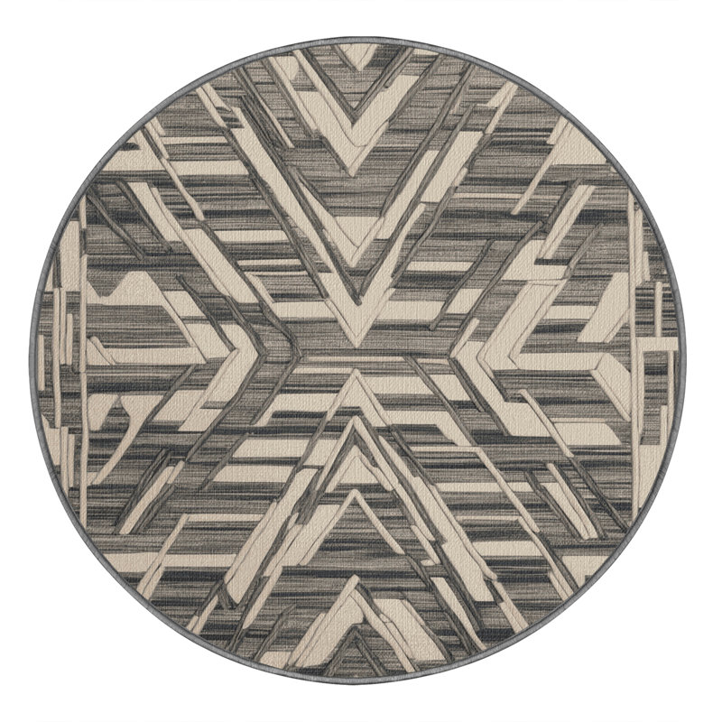  Tapis bord de mer lavable à motif géométrique Elite, Carré 4 pi