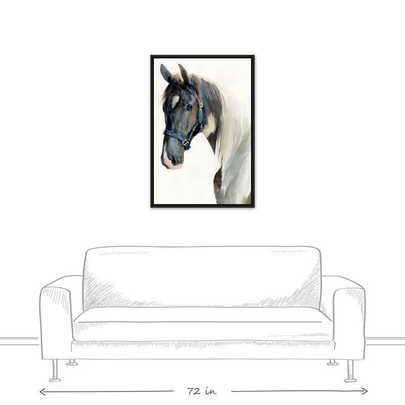 " Painted Horse ", 37.75" H x 25.75" W x 1.75" D, Black Floater Framed