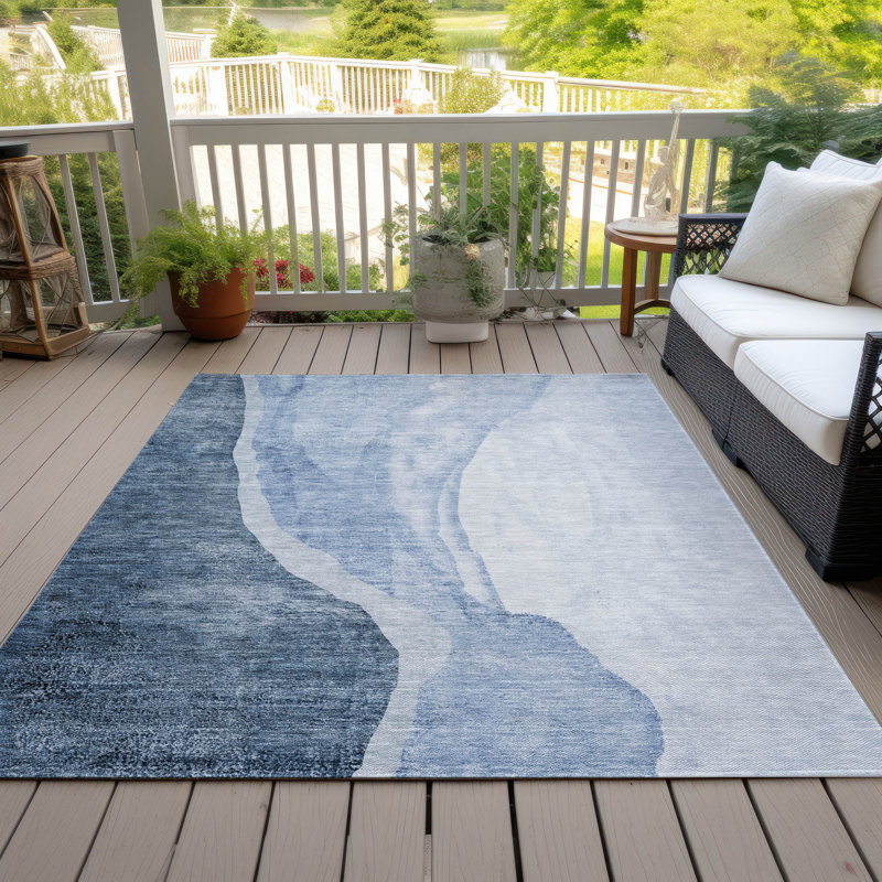 Charlsea Washable Abstract Indoor / Outdoor Rug, Rectangle 9' x 12'