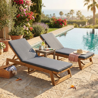Chaise longue inclinable avec coussin Vinita