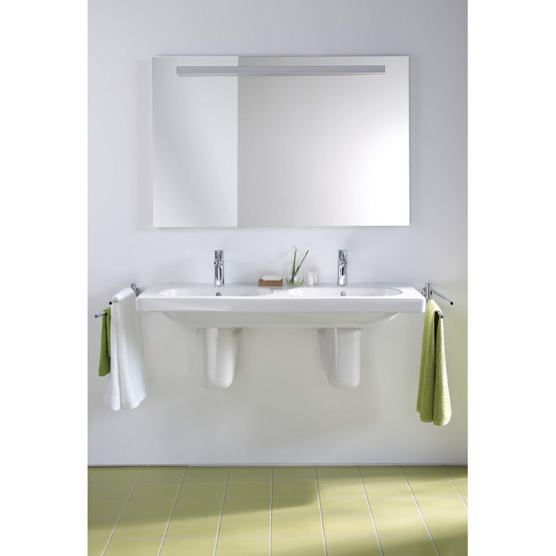 White Ceramic Rectangular Wall Mount Bathroom Sink with Overflow