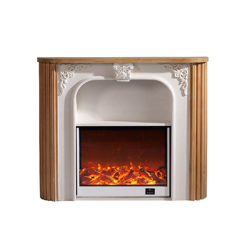 43.31"Retro White Carved Electric Fireplace, 39.37" H x 43.31" W x 11.81" D