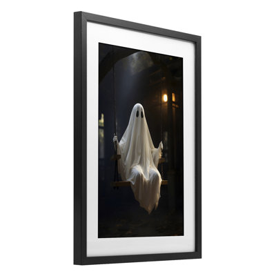 Lone Swinging Ghost Framed Print Under Glass, design by LSR Design Studio