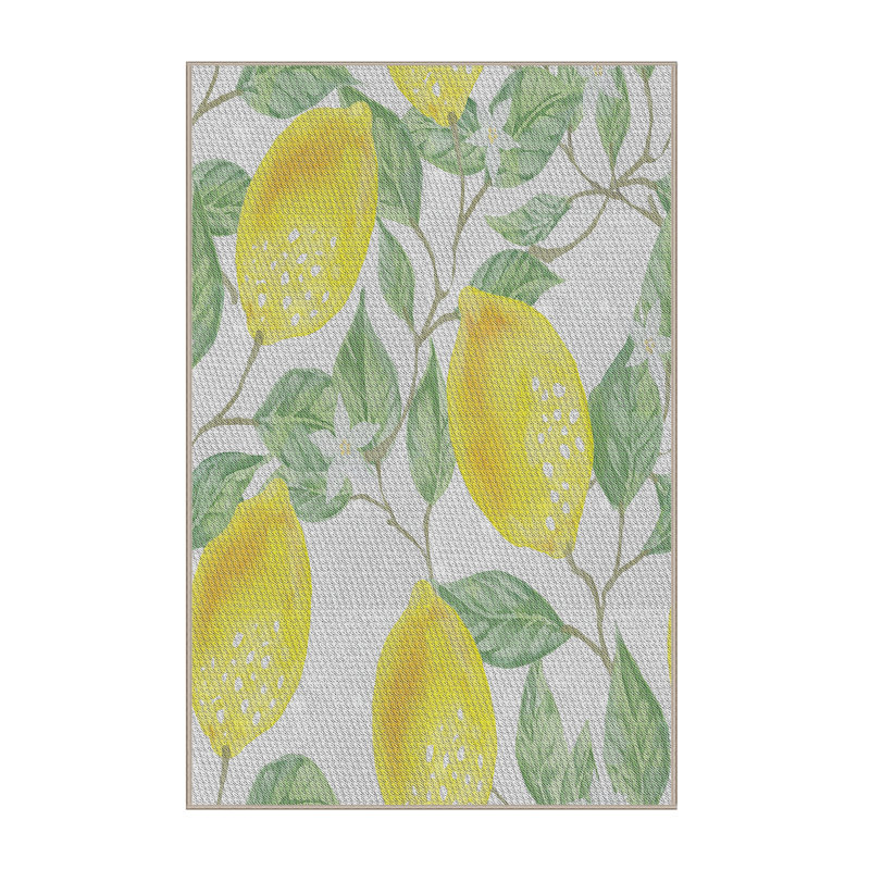 Tapis jaune à motif floral Kali, Rectangle 6 pi x 9 pi