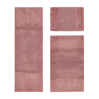 Merkle Premium 100% Cotton 2155 GSM 3-Piece Bath Rug Set, OEKO-TEX® Certified, Non-Slip Spray Latex Backing, Plush Tufted, Super Absorbent, Machine Washable Bathroom Rugs for Bathroom, Shower & Tub, Pink