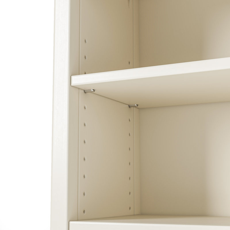 Bibliothèque en bois massif de style Shaker classique, (6 tablettes) H 72 po x l 30 po x P 13,25 po, Blanc cassé