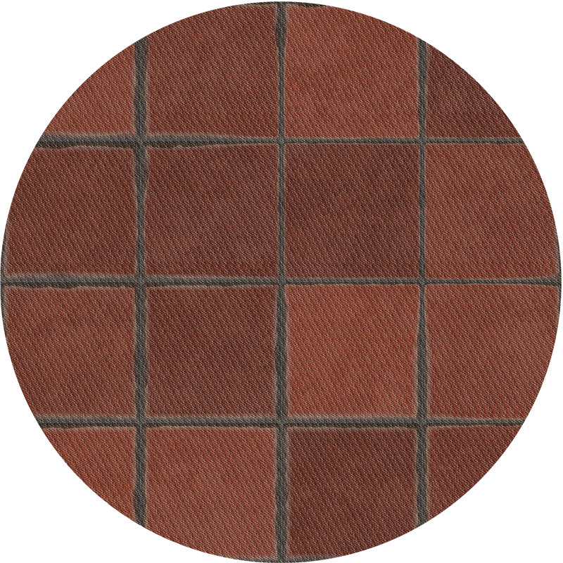 Tapis décoratif géométrique brun Prentiss, Rond 7 pi