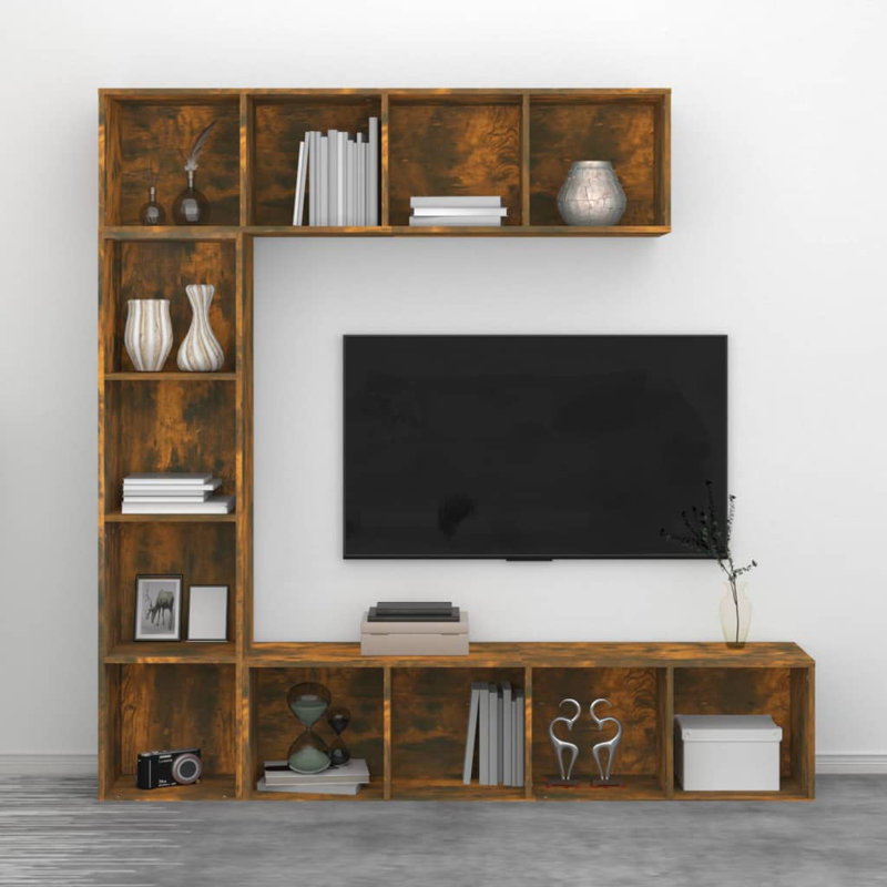 Bazar 180cm H x 180cm W Book Cabinet Bookcase, Smoked Oak