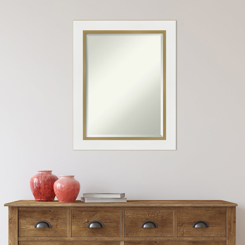 Quade Mirror, 23" x 29", Satin White/Gold