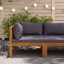 Canapé d'angle modulaire moyen en bois d'acacia massif gris foncé 27,2 po x 27,2 po x 24,6 po
