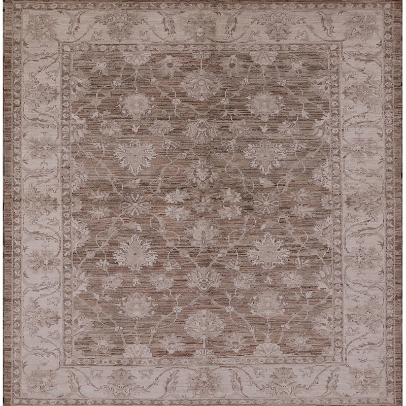 Tapis oriental brun Spencer, Carré 8 pi