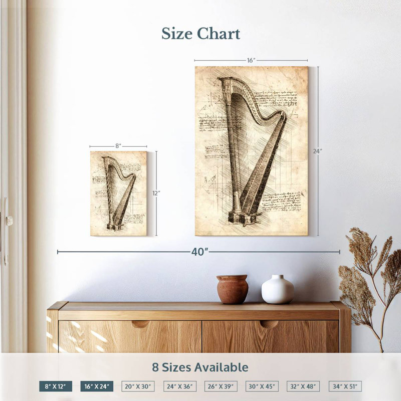 Ancienne harpe Abarca, H 12 po x l 8 po