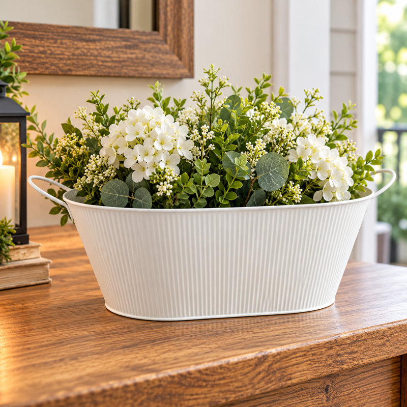 White Stripes With Ear Handles Bucket