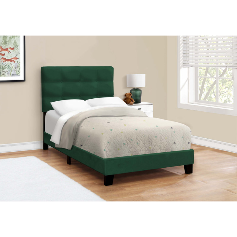 Twin Bed, Green Velvet, Twin