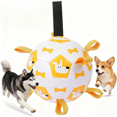 Ballon de soccer pour chien avec sangle d'épaule, ballon de jeu aquatique interactif durable pour chiens de taille moyenne et grande