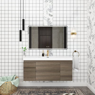 Ensemble de meuble-lavabo simple 48 po avec plateau en résine Temekia